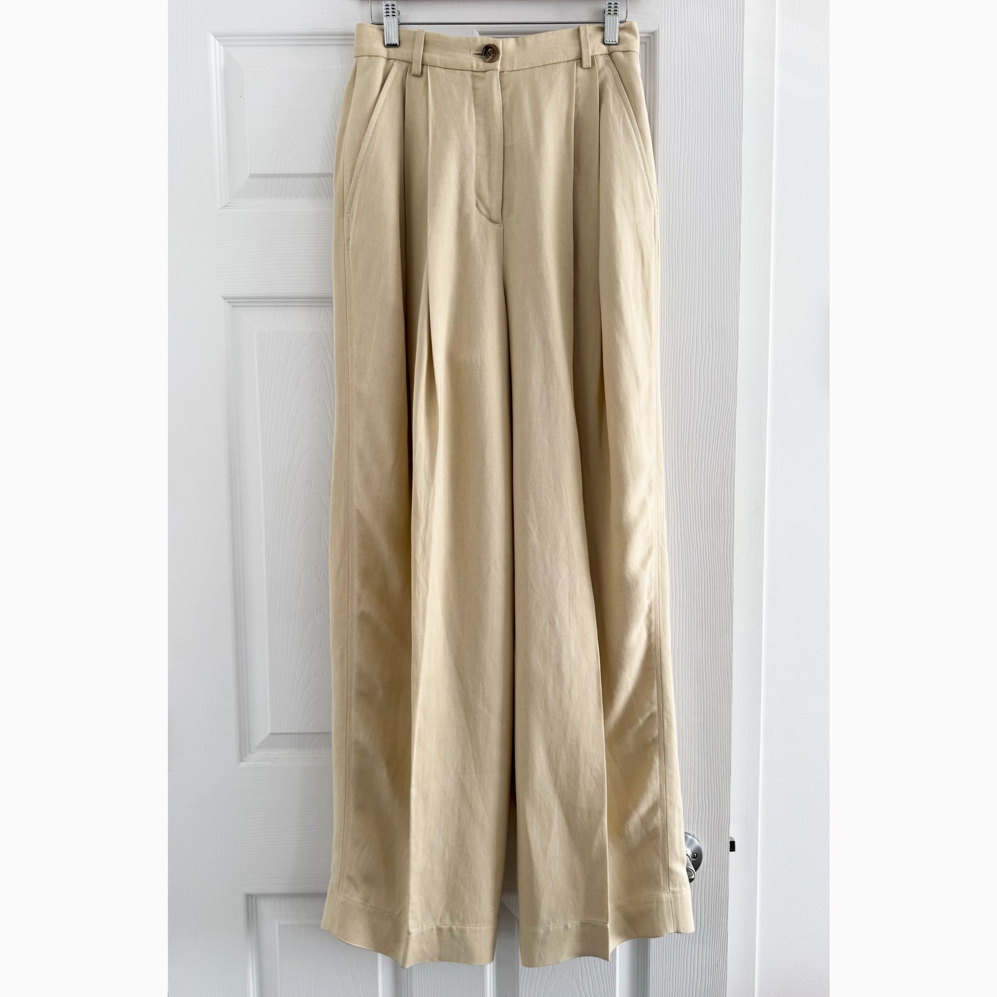 COS Pleated Linen Pants in Beige, size 2