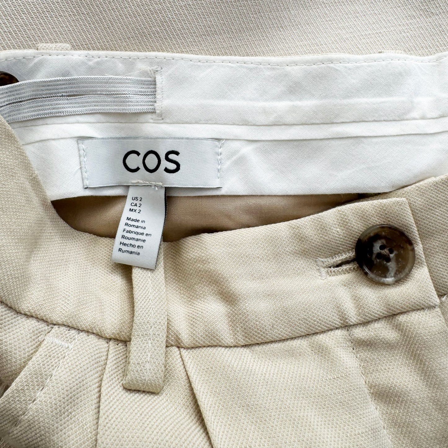 COS Pleated Linen Pants in Beige, size 2