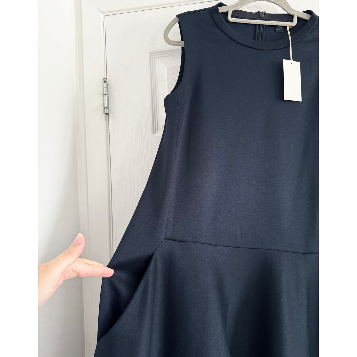 COS Scuba Hi/Low Hem Dress in Navy, size Small