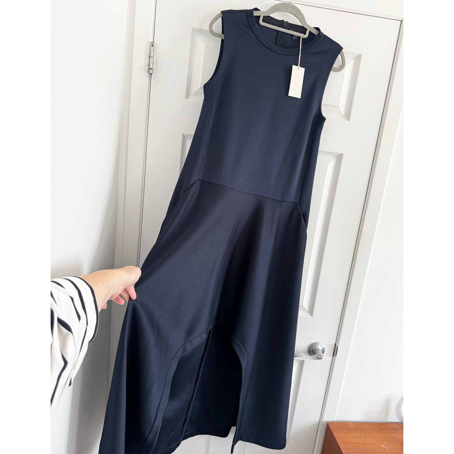 COS Scuba Hi/Low Hem Dress in Navy, size Small