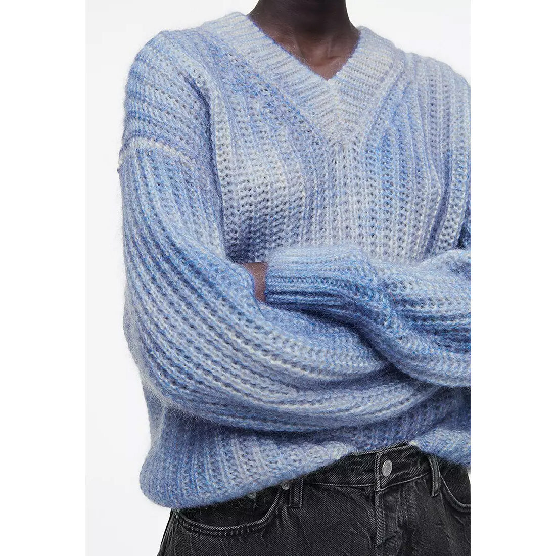 COS Spray-Effect Mohair Sweater in Blue, size Small