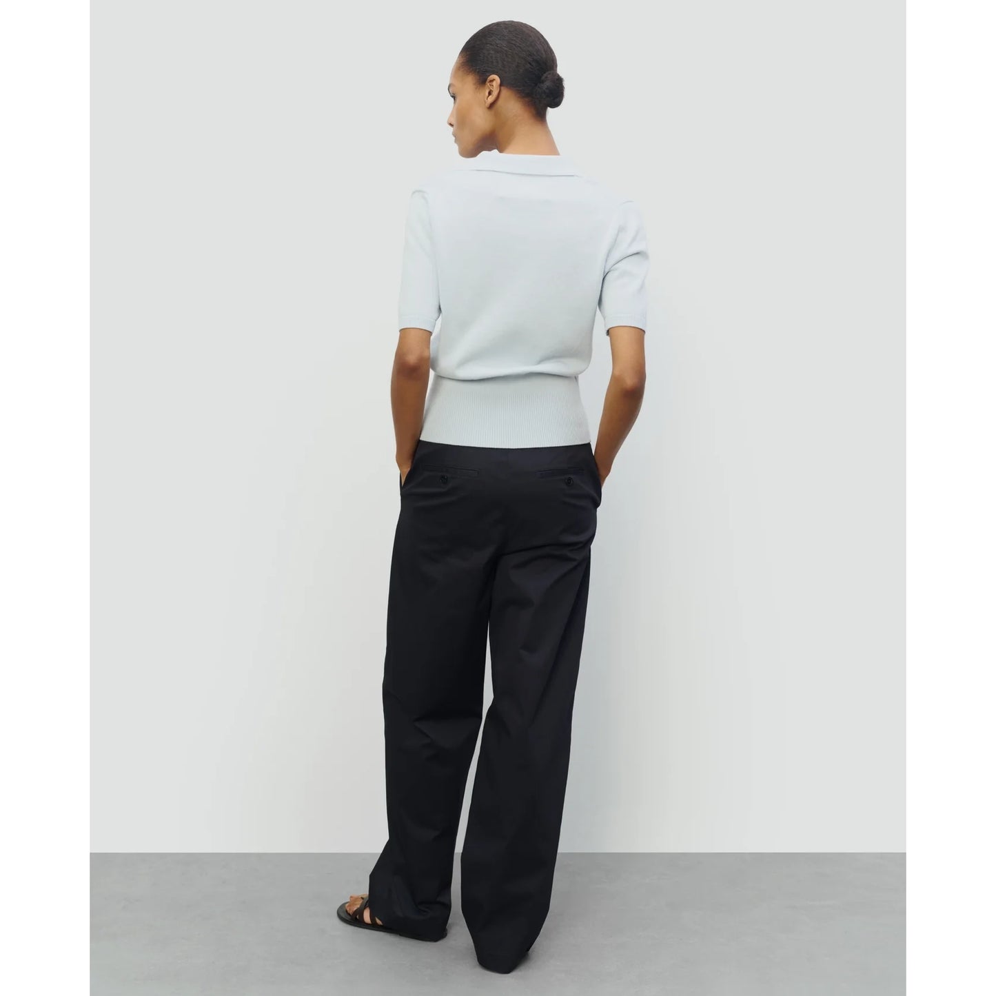 44OME Knit Cotton Polo Neck Top, size Small