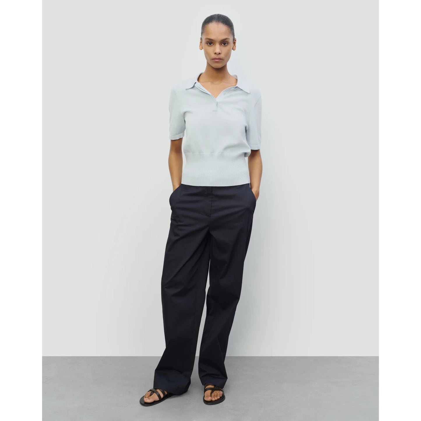 44OME Knit Cotton Polo Neck Top, size Small