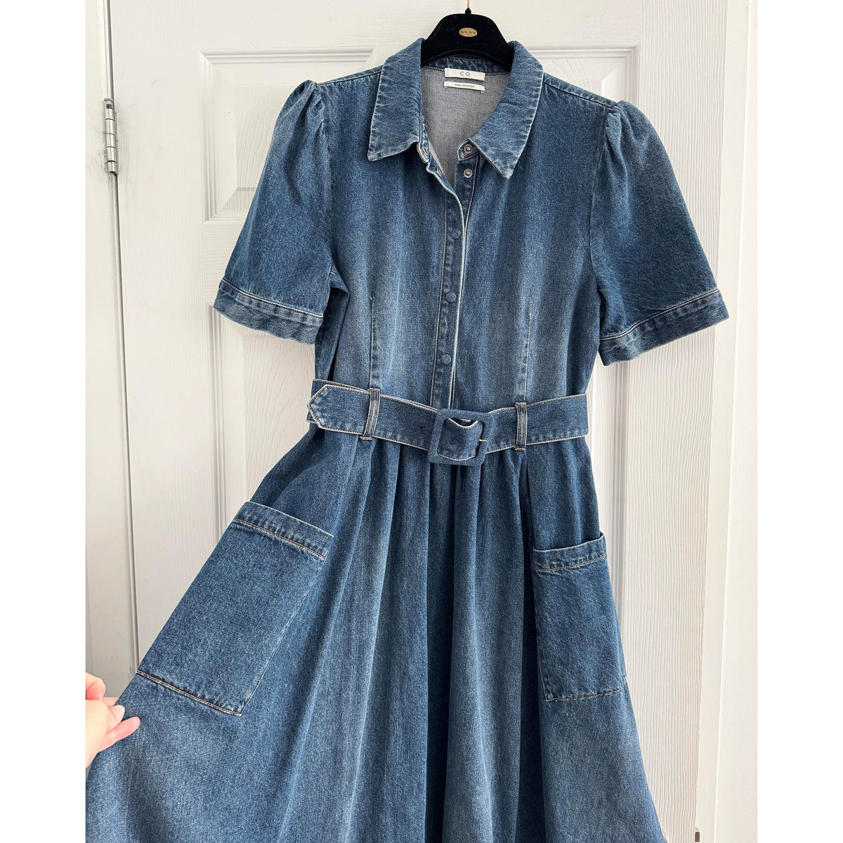 Co Belted Denim Dress, size Large (fits like Medium)