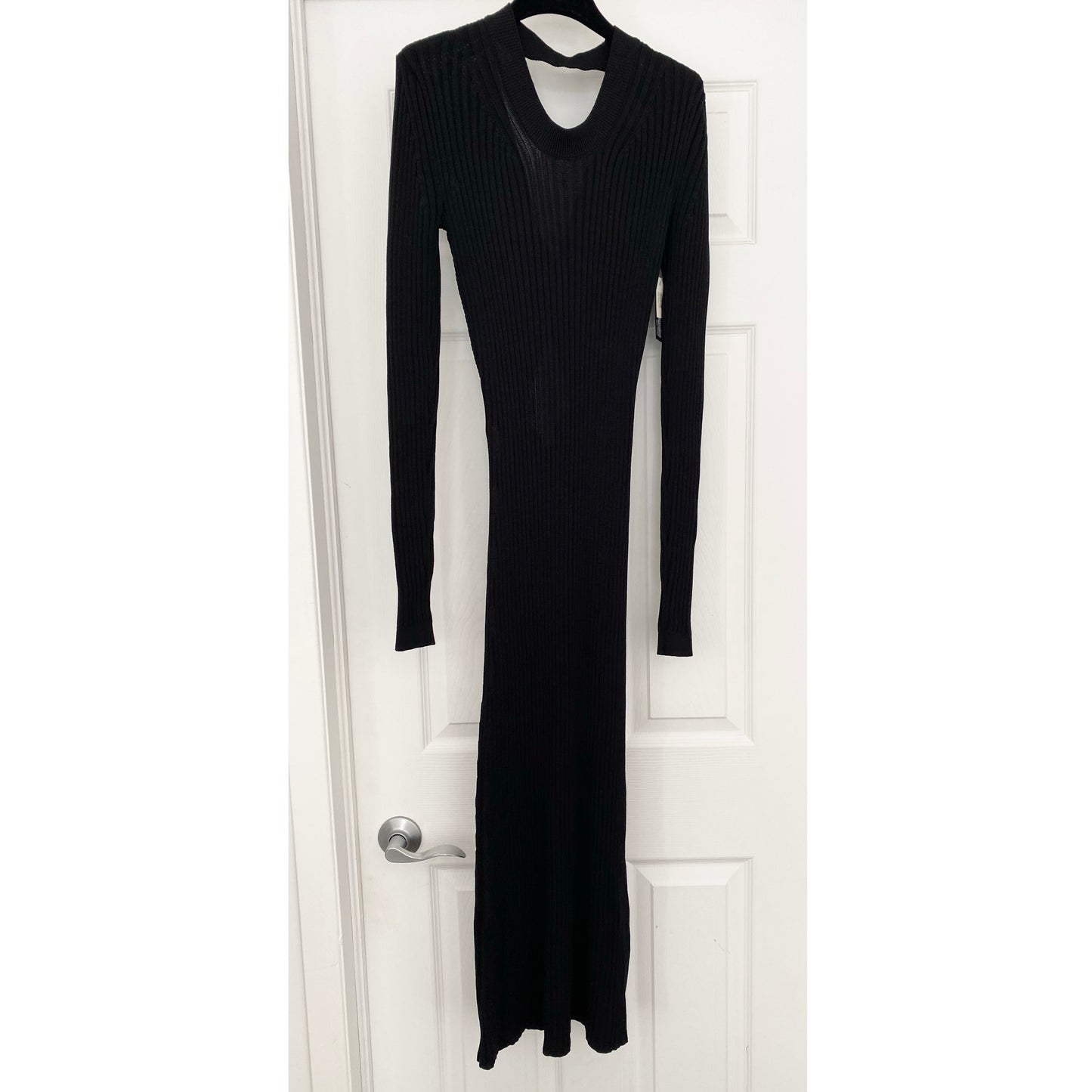 CAES Open-Back Ribbed-Knit Midi Dress in Black, size Large (fits M/L)