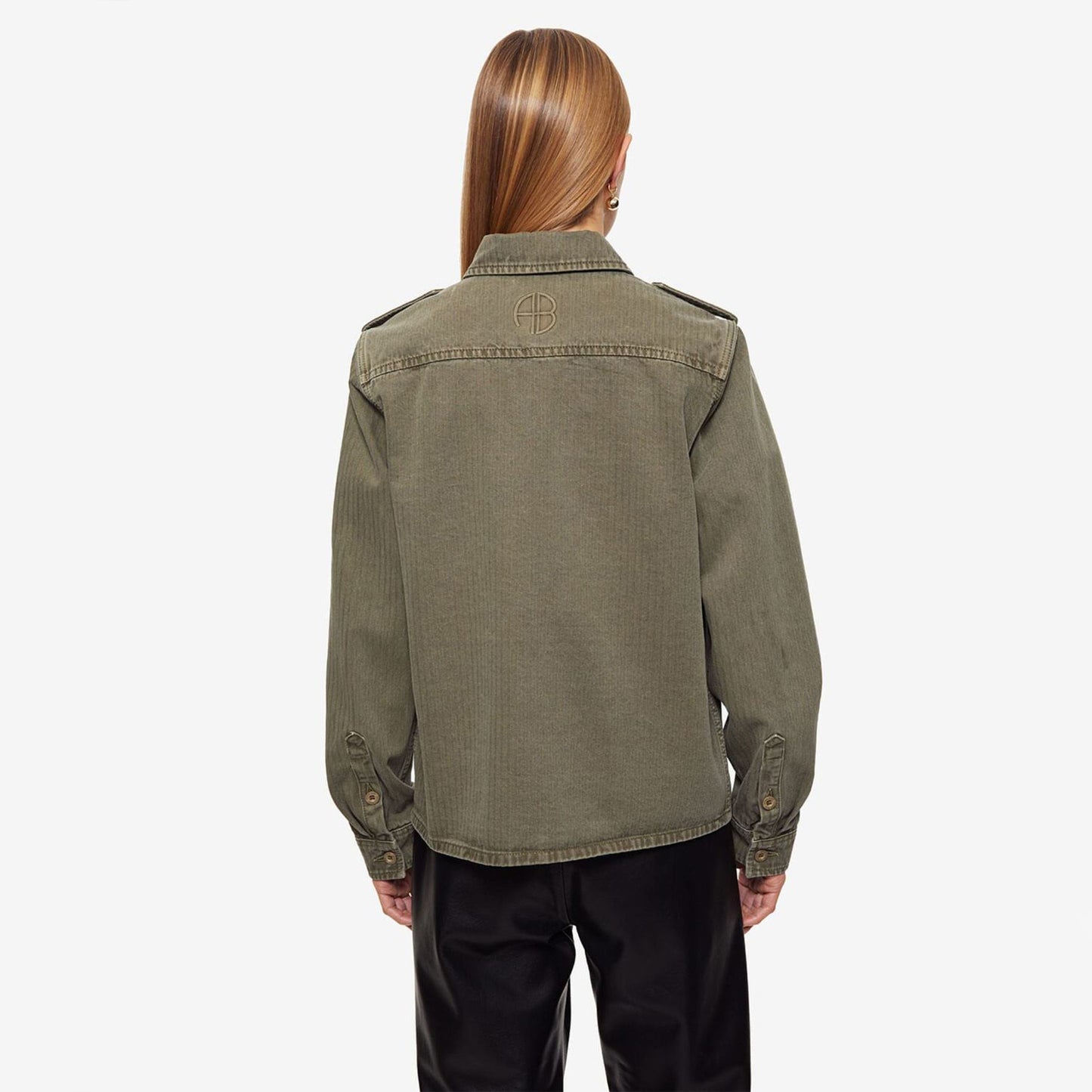Anine Bing "Cameron" Shirt in Army Green, size Small