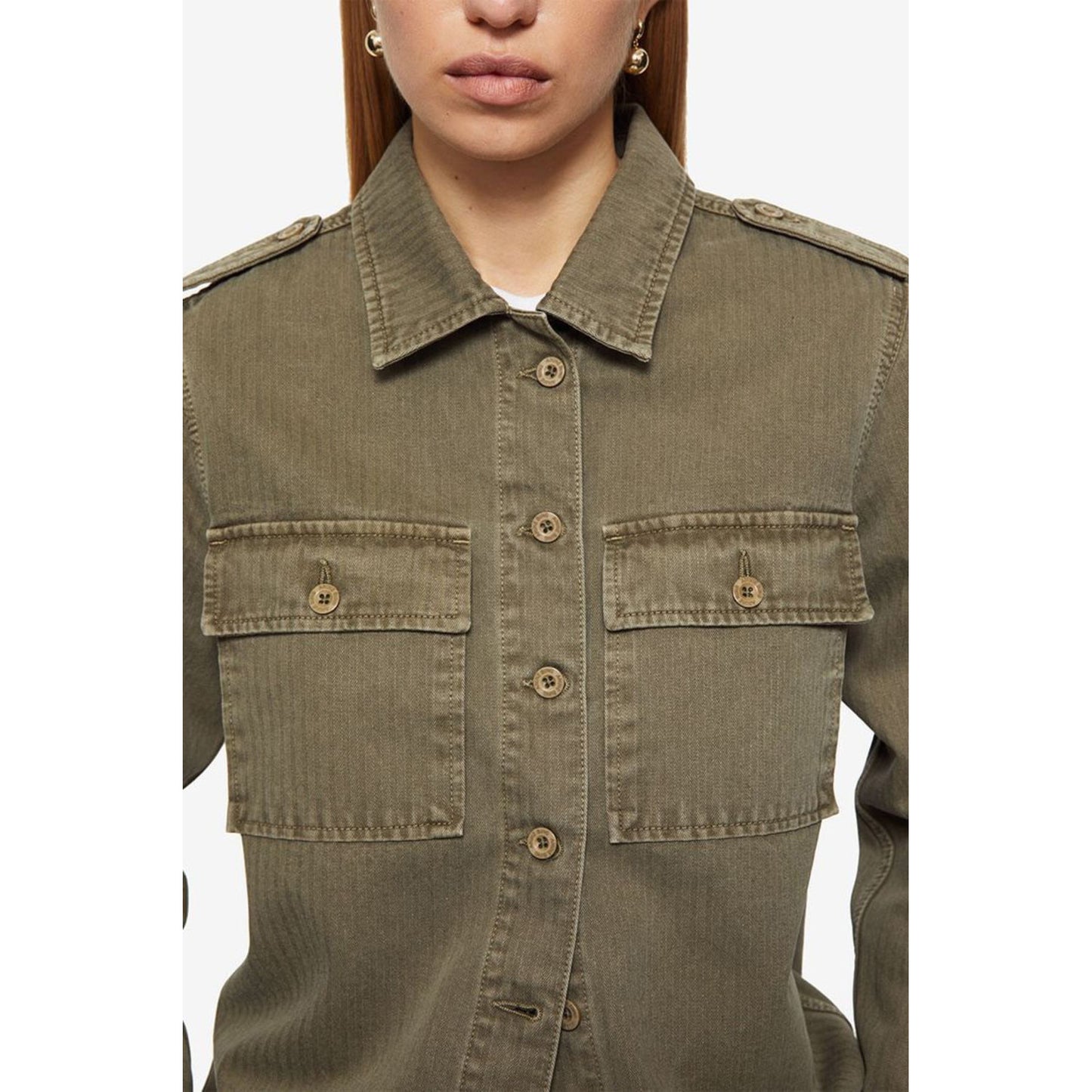 Anine Bing "Cameron" Shirt in Army Green, size Small