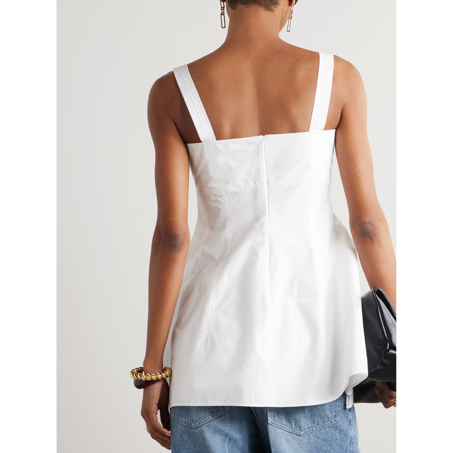 Carven Asymmetric Poplin Tank in White, size 36