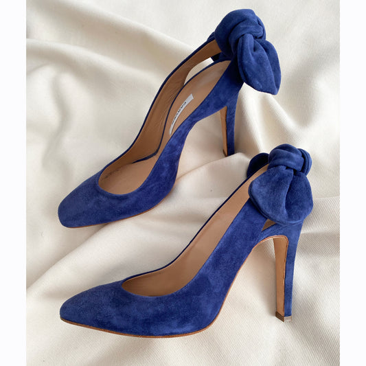 Carven Navy Suede Pumps w Bow Back, size 40