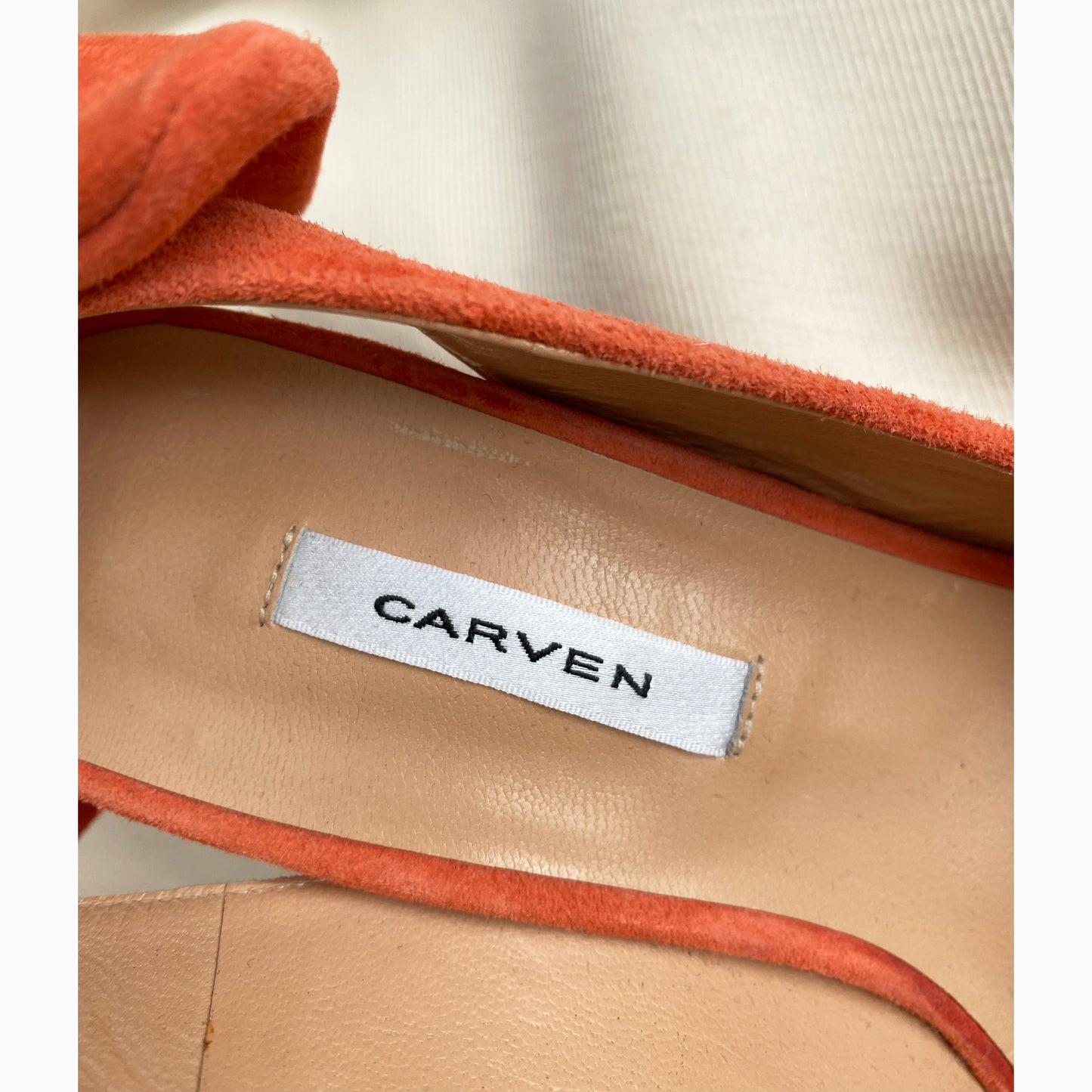 Carven Orange Suede Pumps w Bow Back, size 40