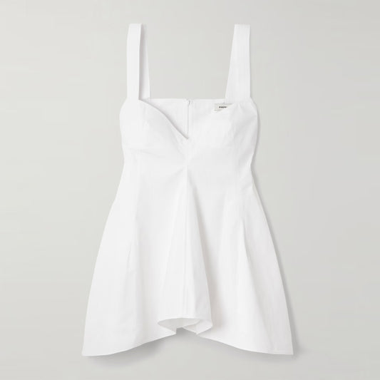 Carven Asymmetric Poplin Tank in White, size 36