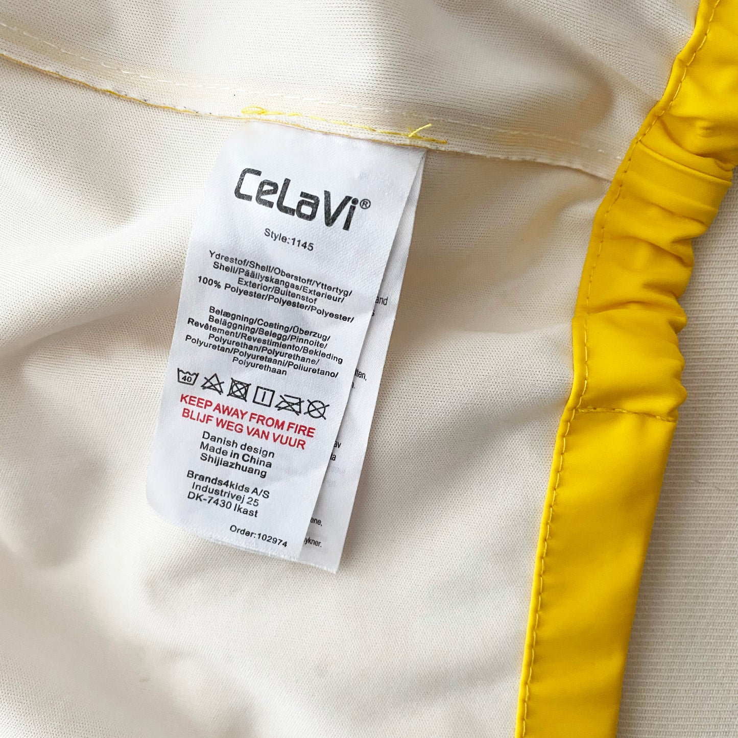 Celavi Yellow Rain Suit, size 110cm (5 years)