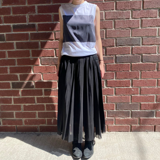 Celine Black Pleated Midi Skirt, size 38 (fits size small)