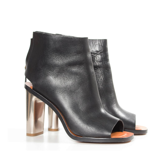 Bottines noires Céline à talons argentés, taille 40