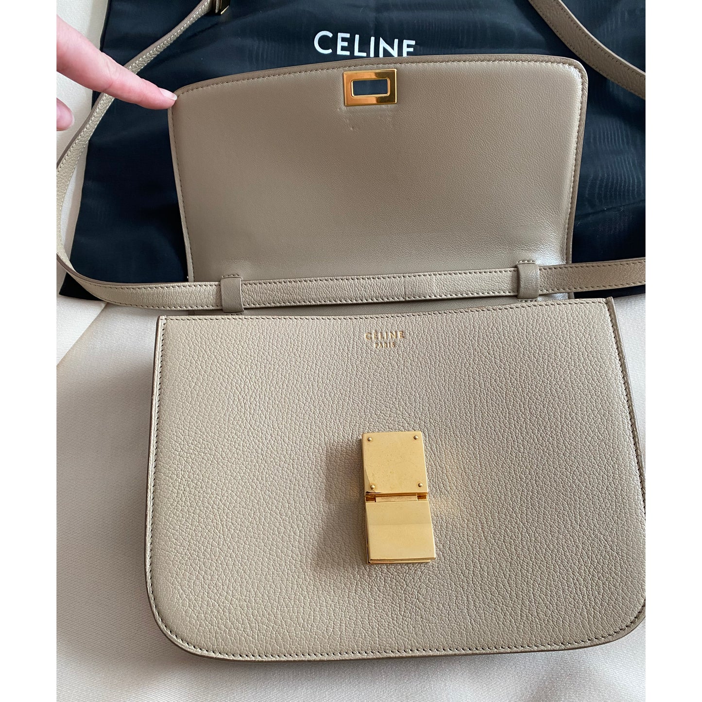 Celine Medium Box Bag in "Dune"