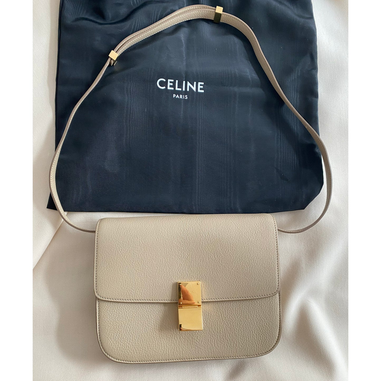 Celine Medium Box Bag in "Dune"