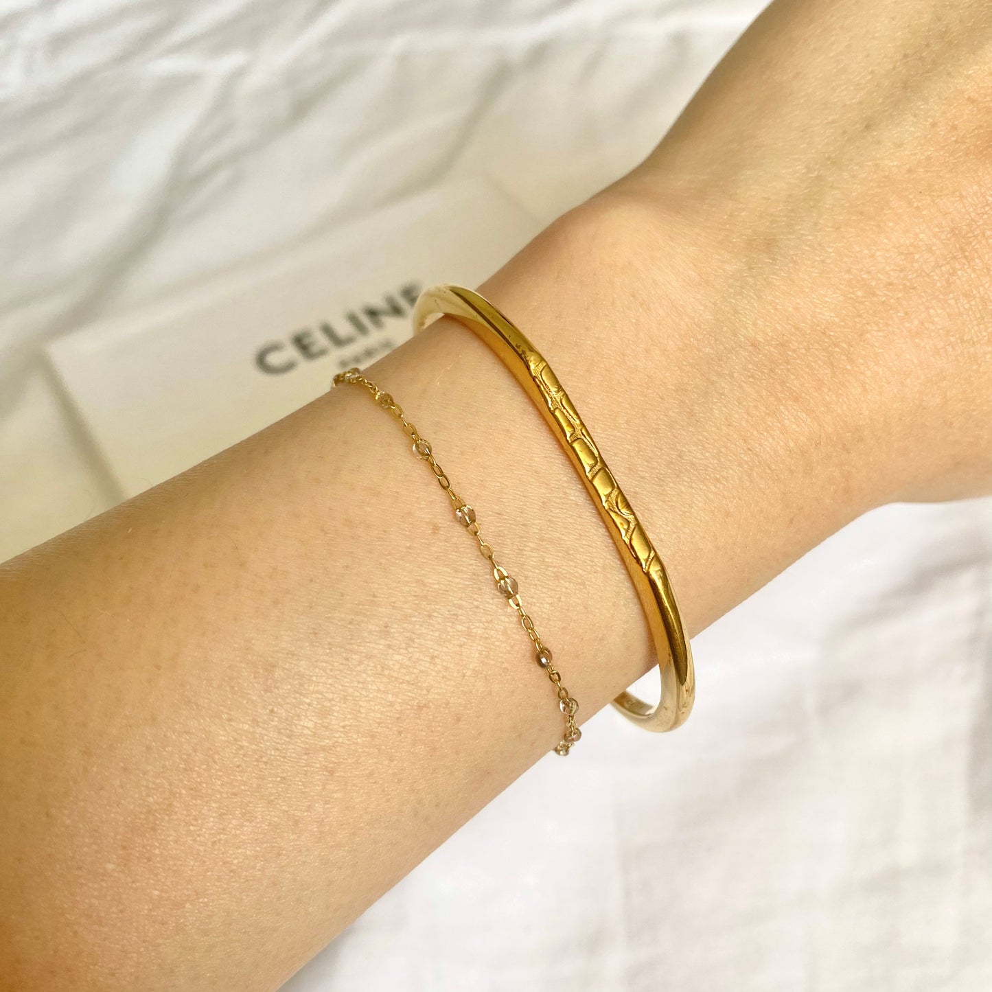 Celine Gold Tone Cuff, Size Small