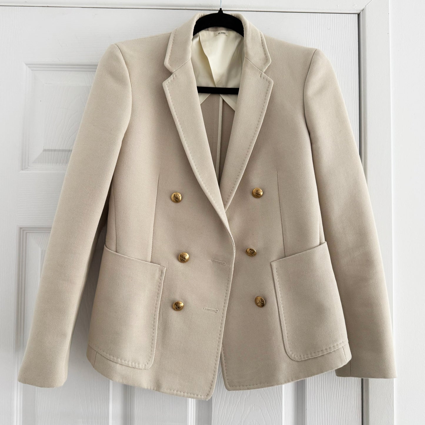 Celine Cotton Canvas Double Breasted Blazer in Ecru/Beige, size 40FR ** AS IS **