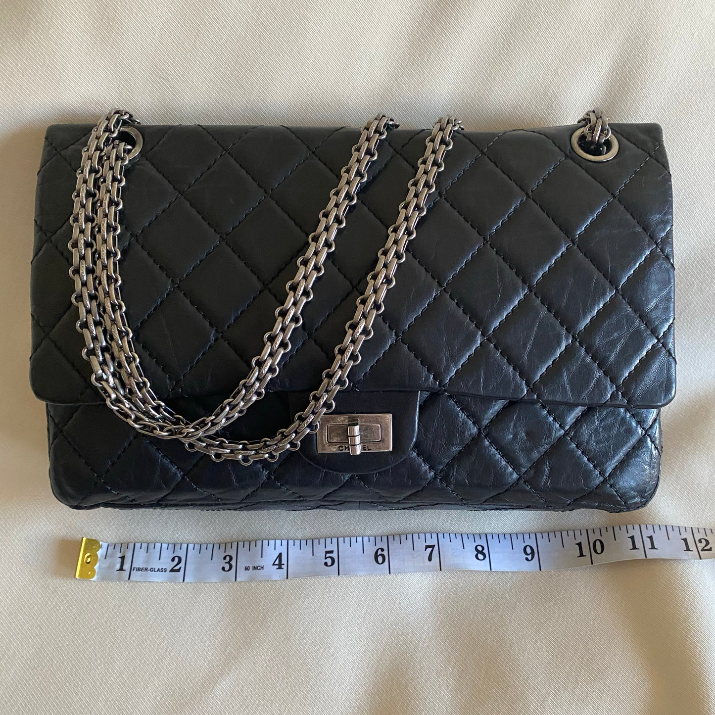 Chanel Black aged calfskin leather Re-issue 2.55 Bag