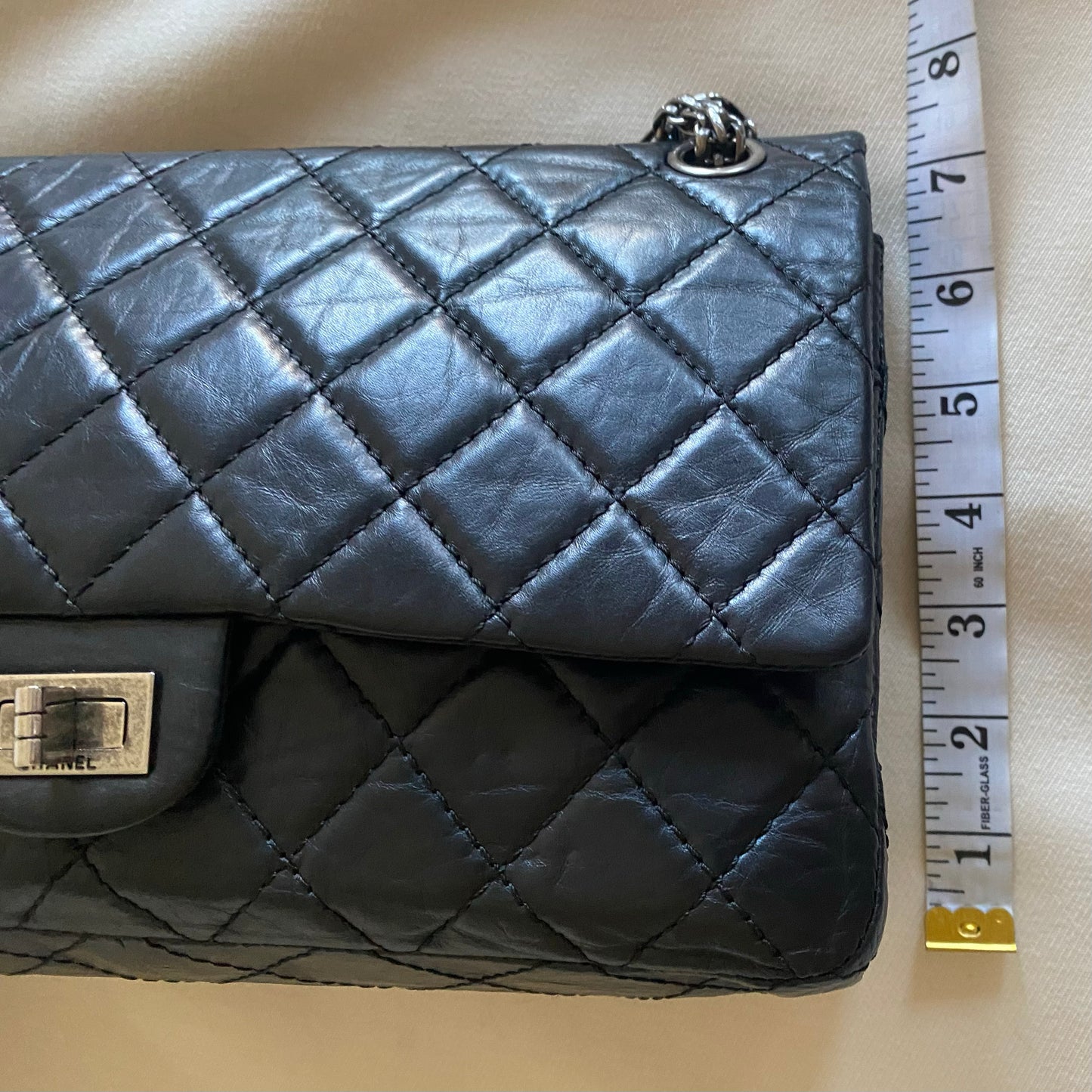 Chanel Black aged calfskin leather Re-issue 2.55 Bag