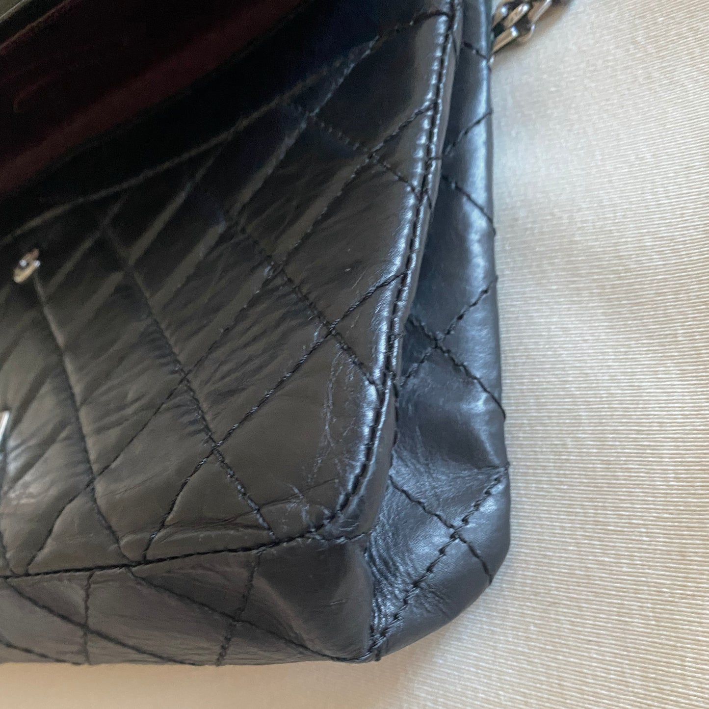 Chanel Black aged calfskin leather Re-issue 2.55 Bag