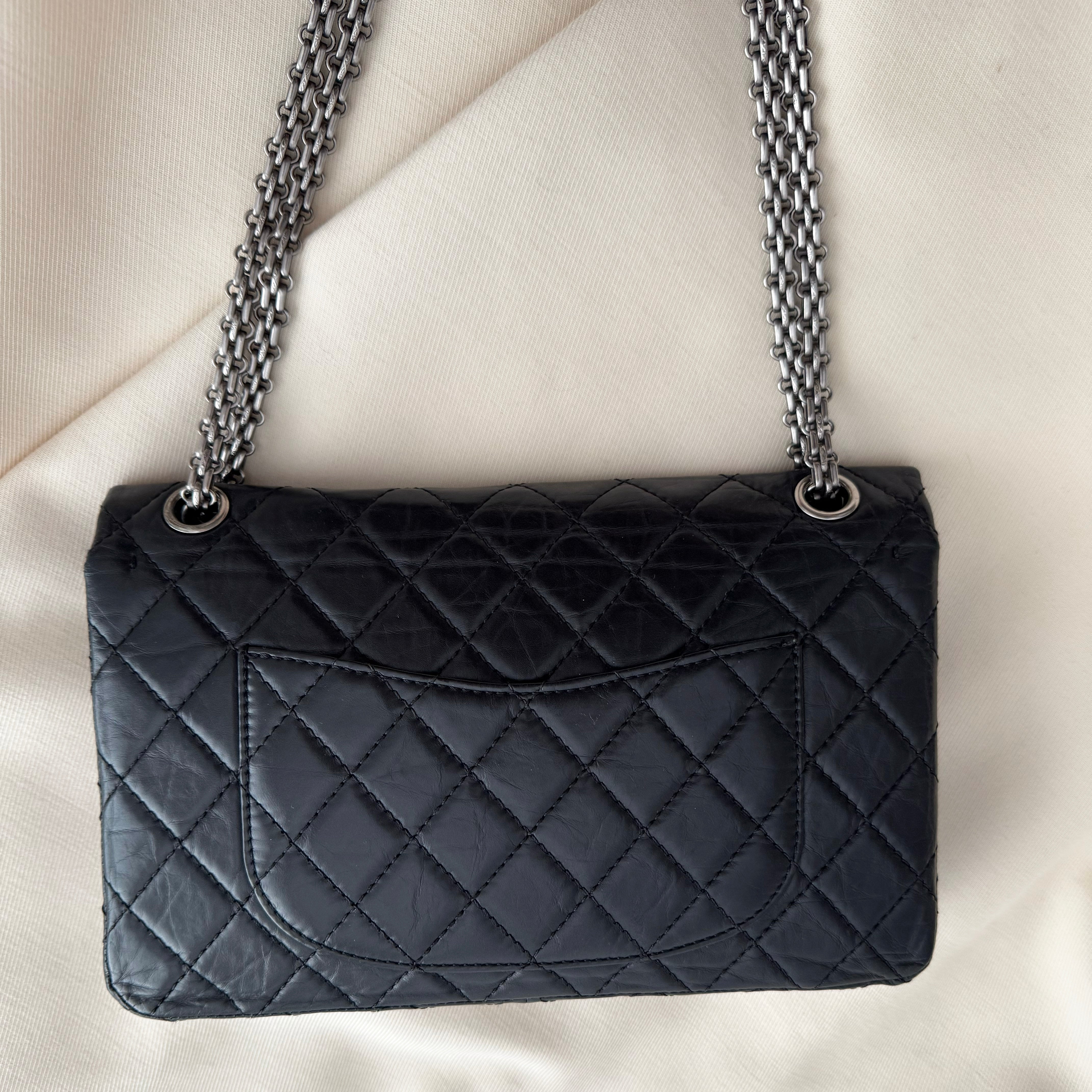 sold out   CHANEL　マトラッセ Chanel Black Metallic Striped 2.55 Reissue Double Flap 227 – Modaselle
