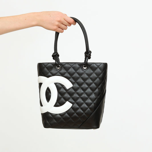 Chanel Ligne Cambon Quilted CC Logo Small Tote Bag