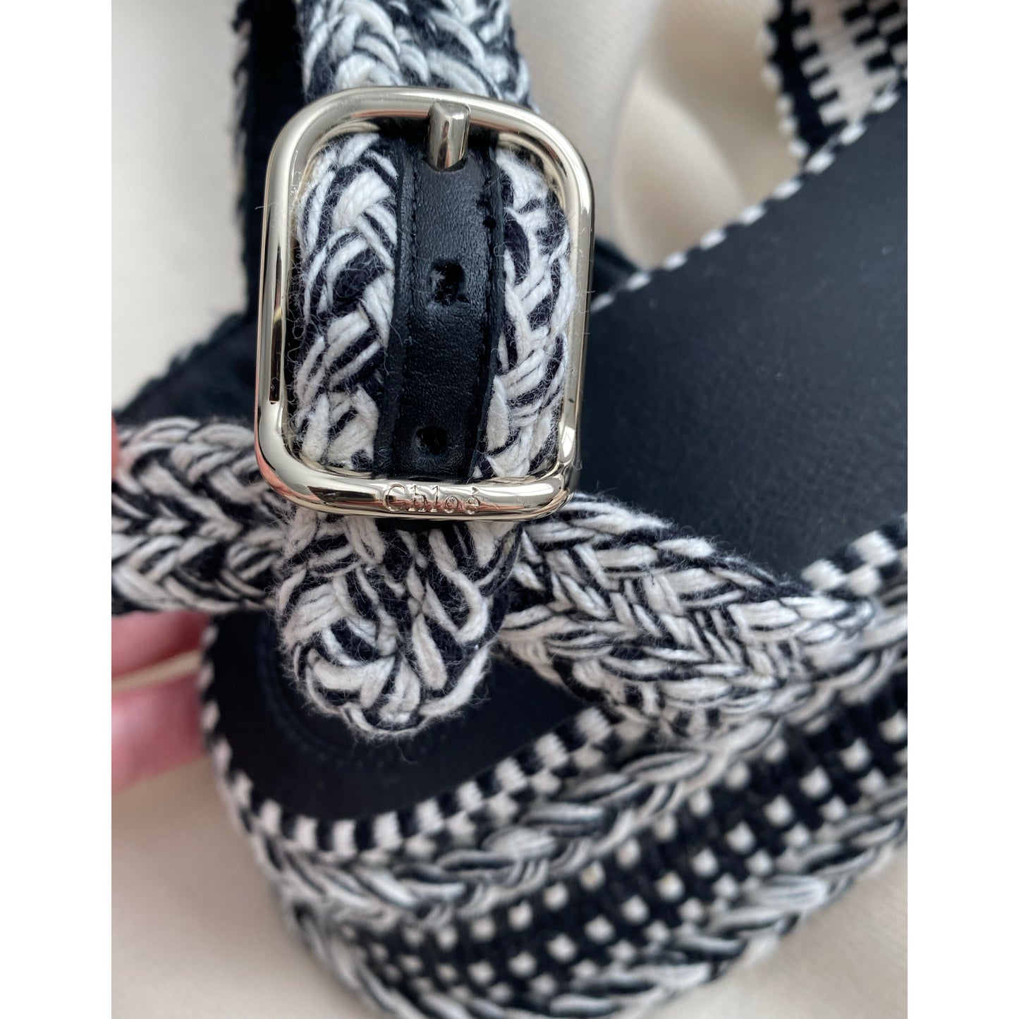 Chloe "Meril" Crochet Platform Sandals, size 40 (fits 9/9.5)