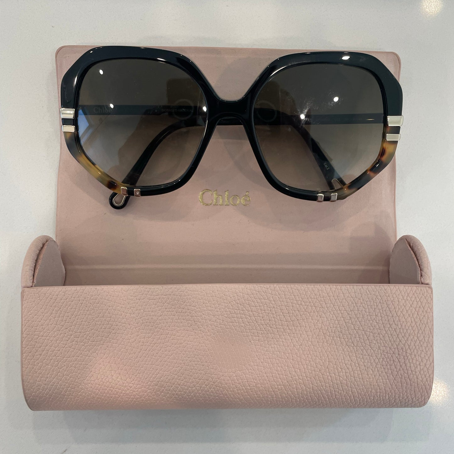 Chloé "West" Sunglasses in Black w Brown Tortoise