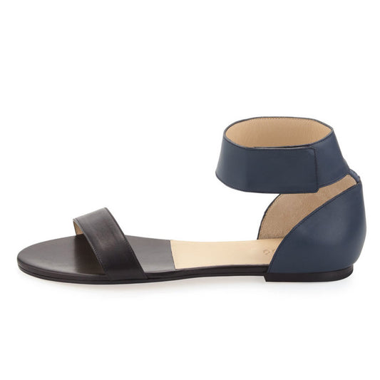 Chloe Two-Tone Sandals in Black/Navy, size 36.5