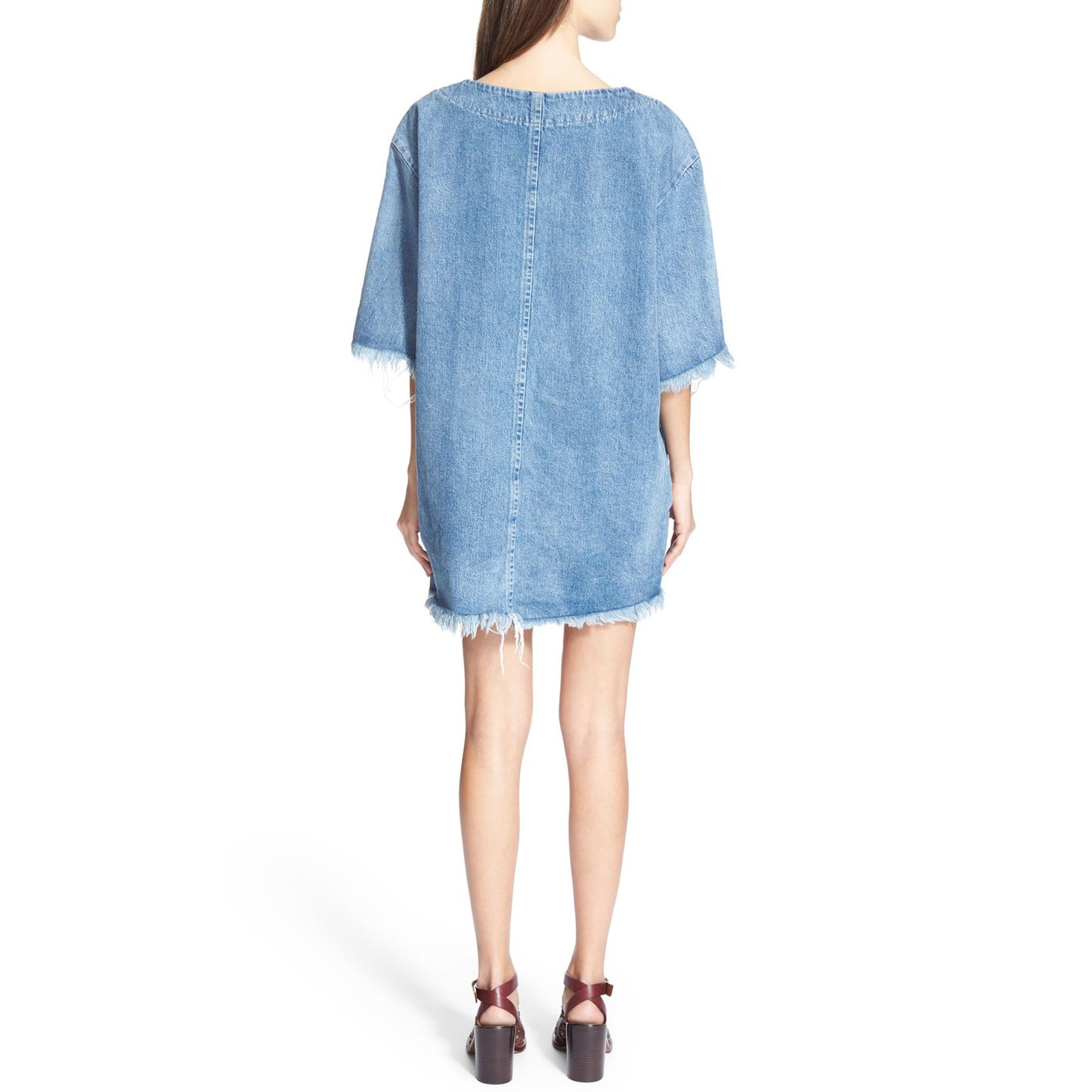 Chloe Raw Edge Denim Mini Dress, size 38 (size small)