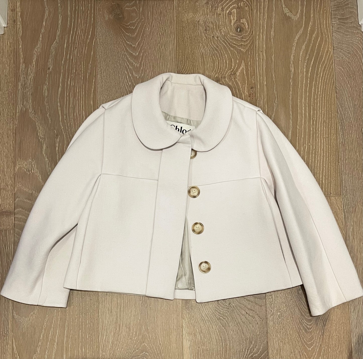 Chloe Ivory Wool Cropped Jacket, size 38 (size small)