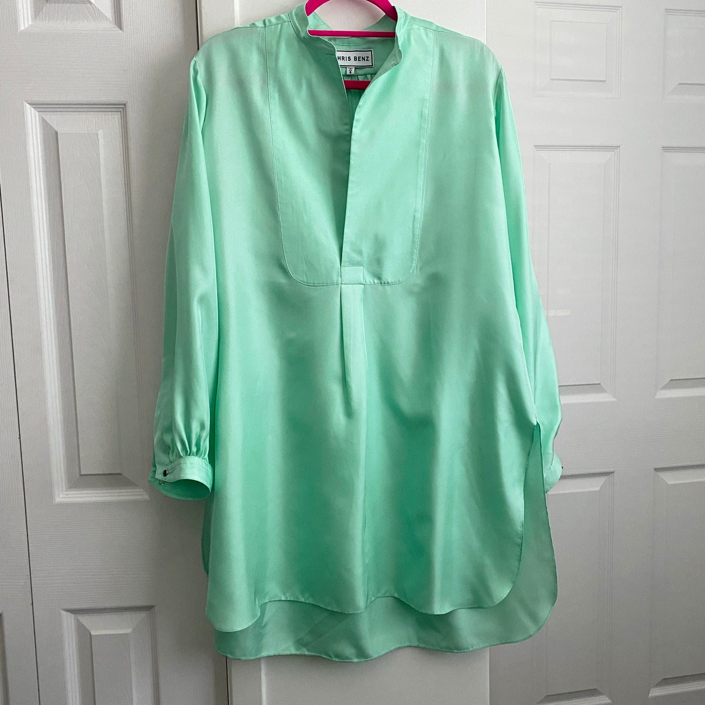 Chris Benz Turquoise Silk Tunic, Size 8