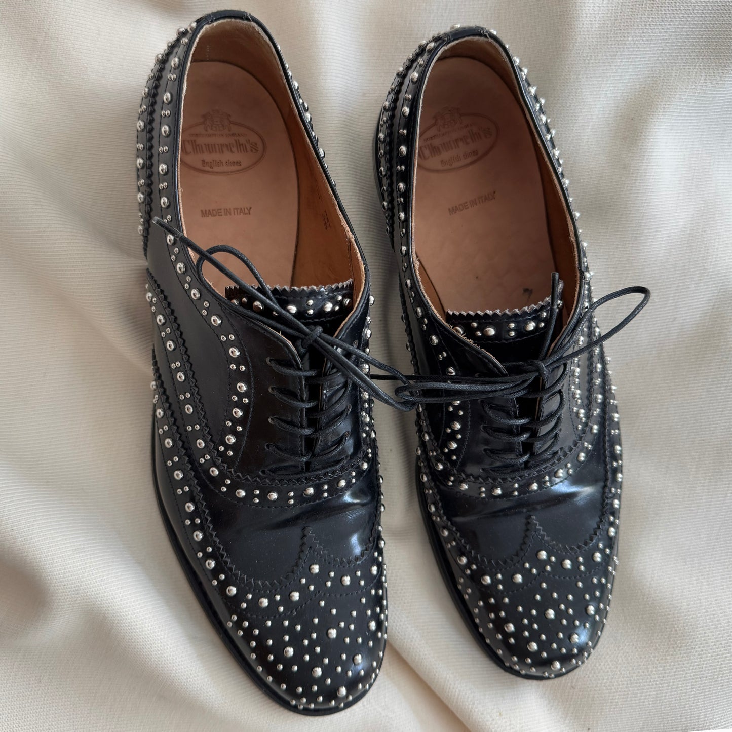 Church’s "Burwood Met" Studded Loafers in Black, size 39