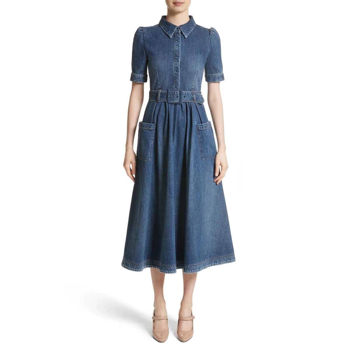 Co Belted Denim Dress, size Large (fits like Medium)