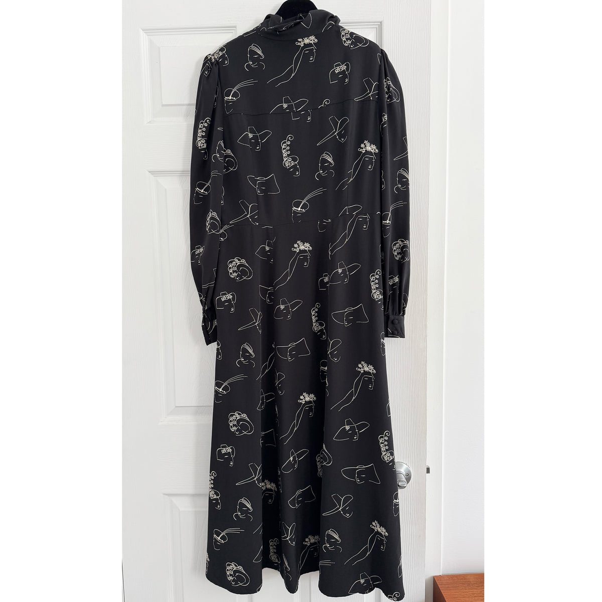 CO Faces Print Crepe Dress in Black, size Large (fits size Medium)