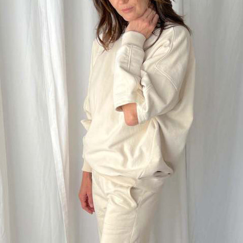 Tibi Cocoon Sweatshirt in Ivory, size XXS