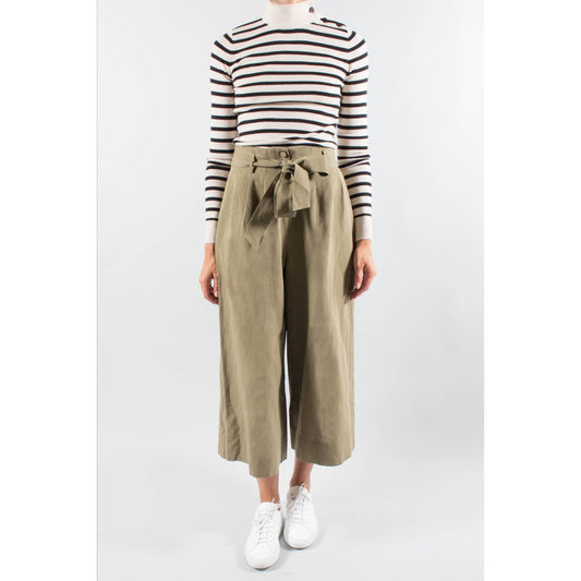 CO Cotton/Linen Wide Leg Culottes in Khaki Green, Size Large (fits Medium)