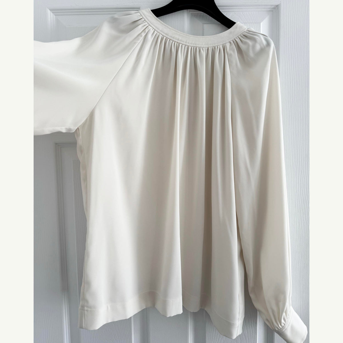 CO Crepe Long Sleeve Blouse with Bow Back, size Large