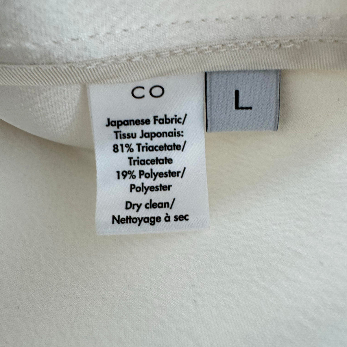 CO Crepe Long Sleeve Blouse with Bow Back, size Large