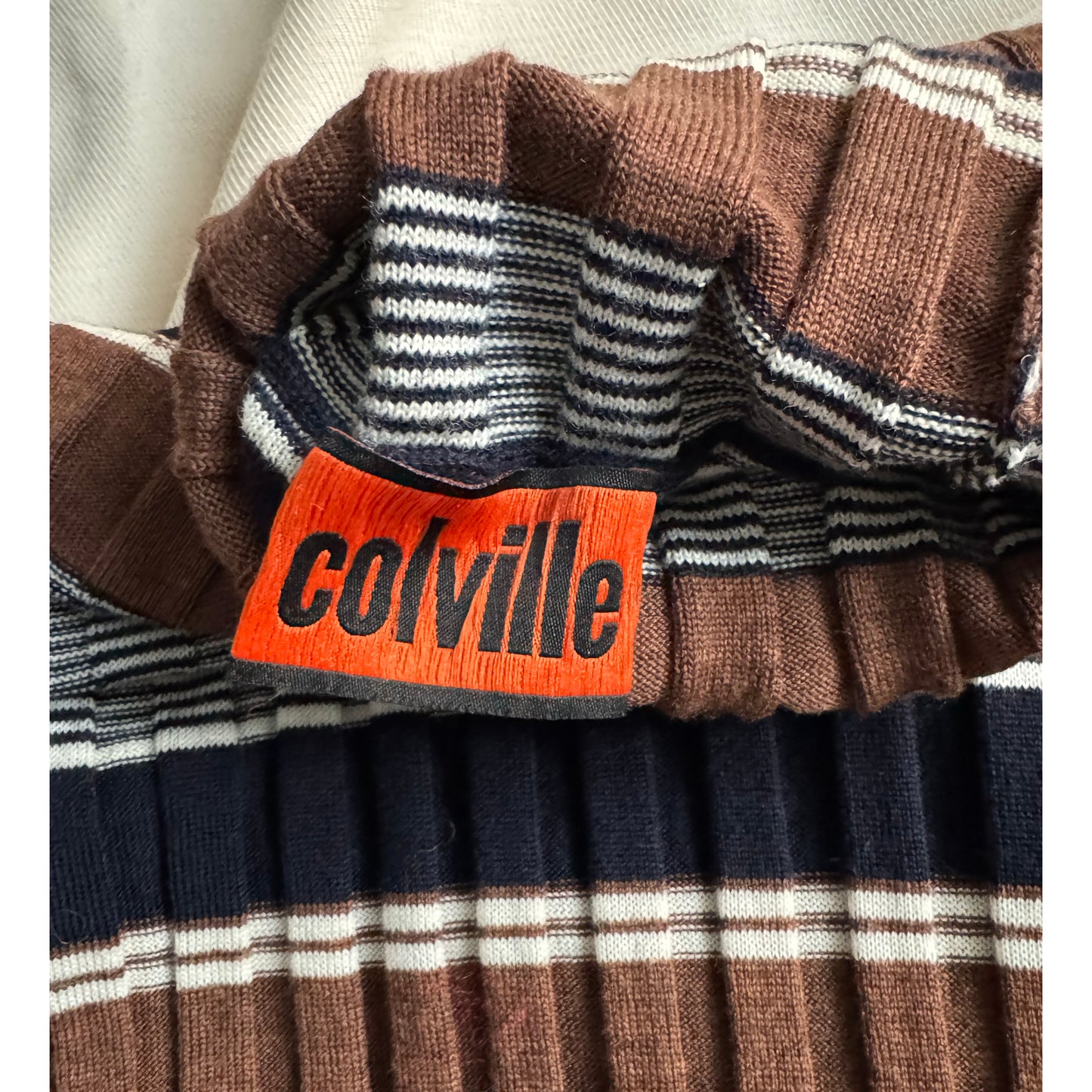 Colville Striped Turtleneck Sweater, Size Medium