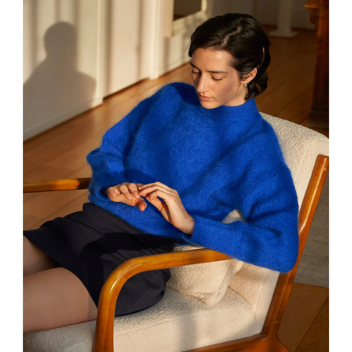 Surprise Paris "Jane" Mohair Sweater in Cobalt Blue, size "3" (S/M)