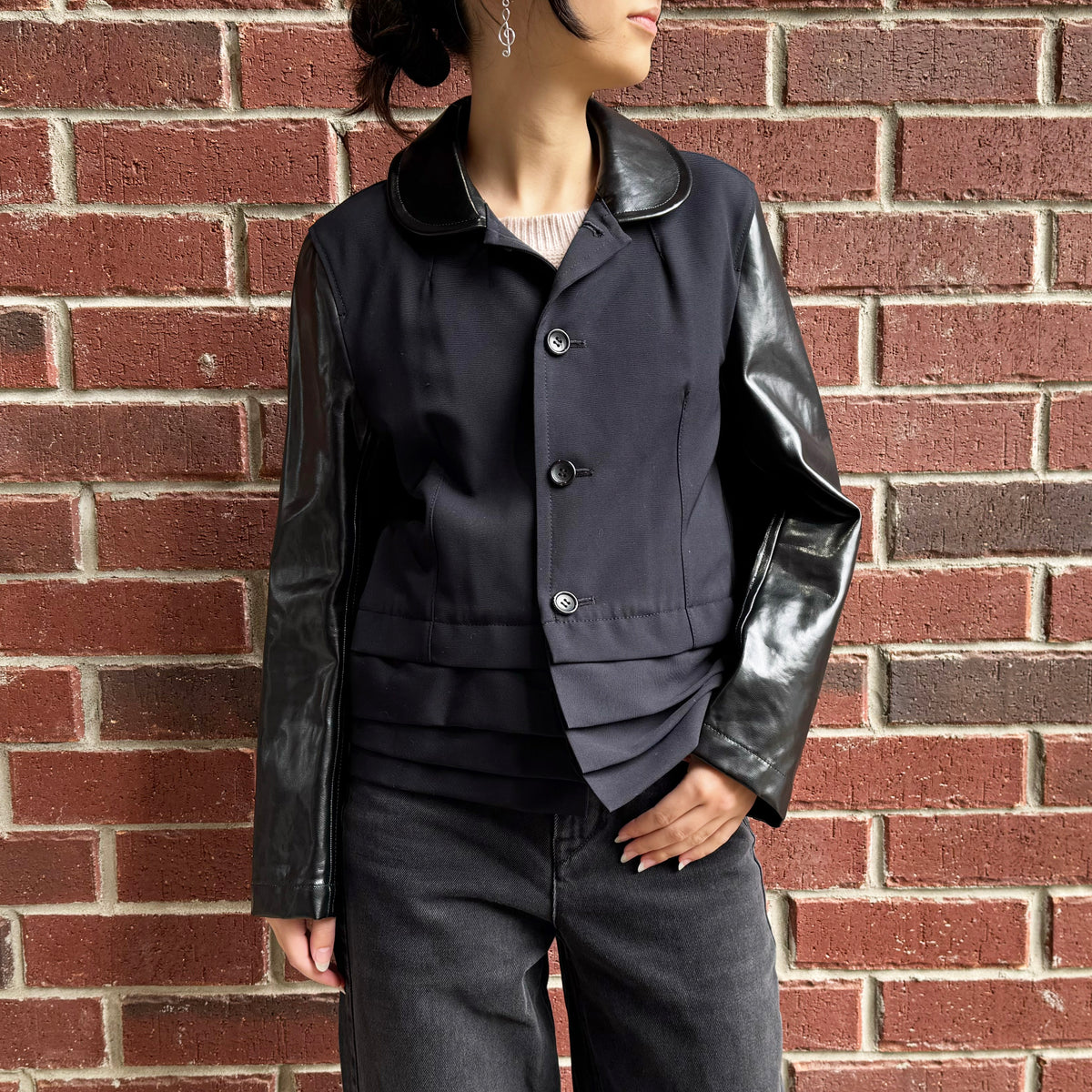 Tricot Comme des Garcons Varsity Jacket in Navy/Black, size Large (fits XS-M)