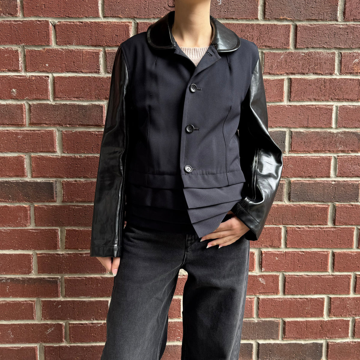 Tricot Comme des Garcons Varsity Jacket in Navy/Black, size Large (fits XS-M)