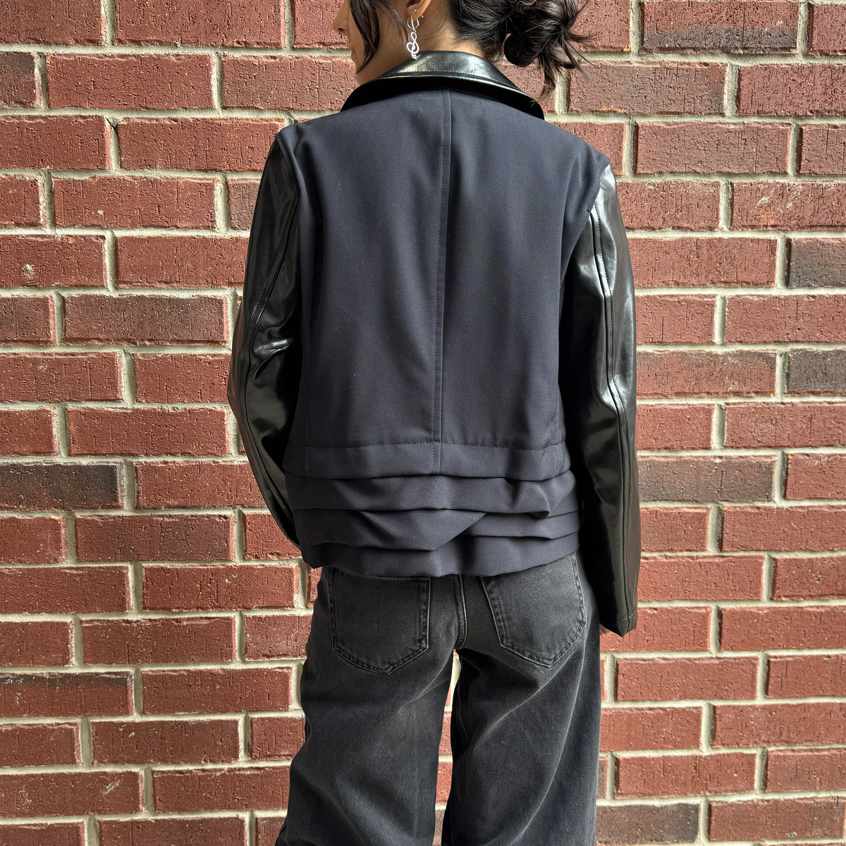 Tricot Comme des Garcons Varsity Jacket in Navy/Black, size Large (fits XS-M)