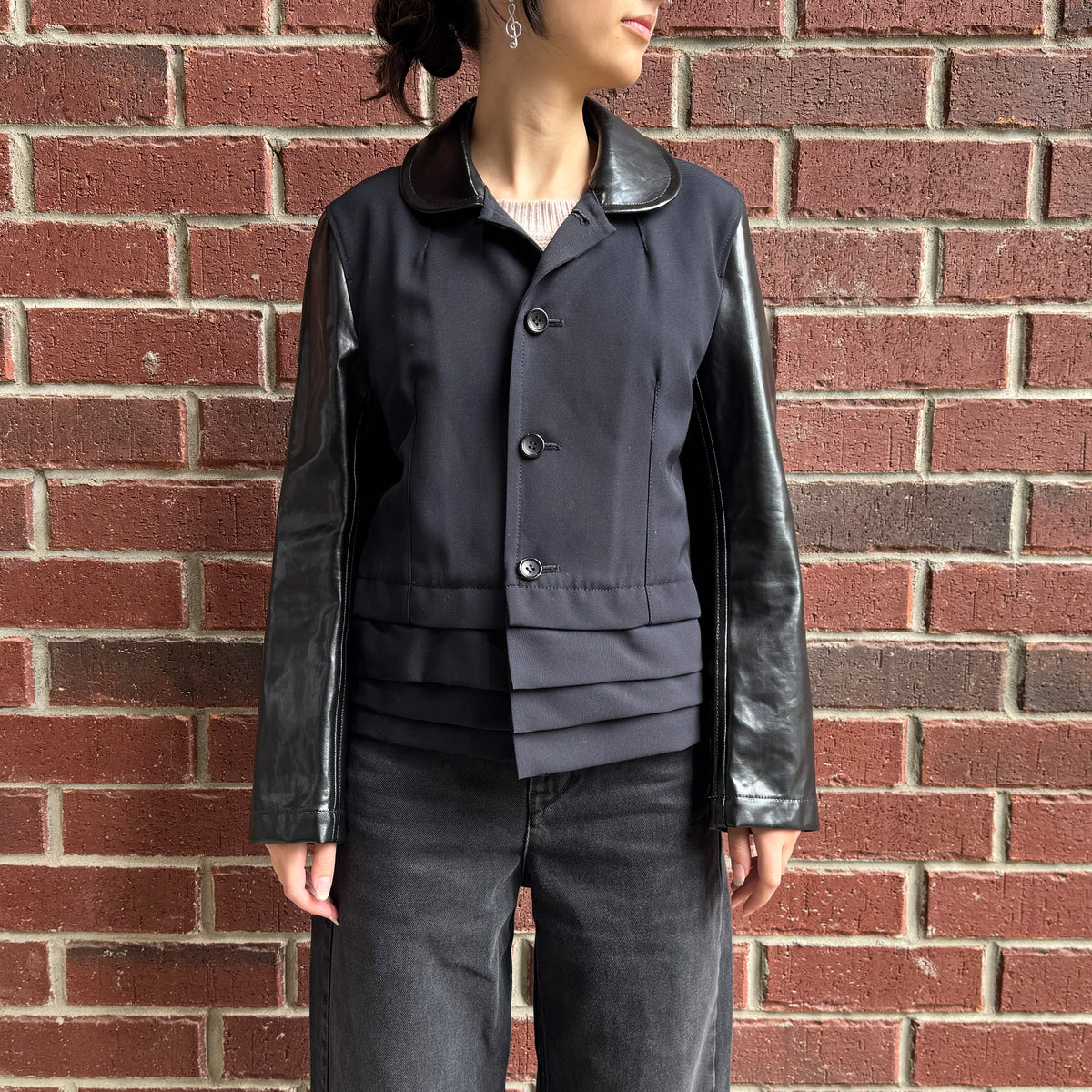 Tricot Comme des Garcons Varsity Jacket in Navy/Black, size Large (fits XS-M)
