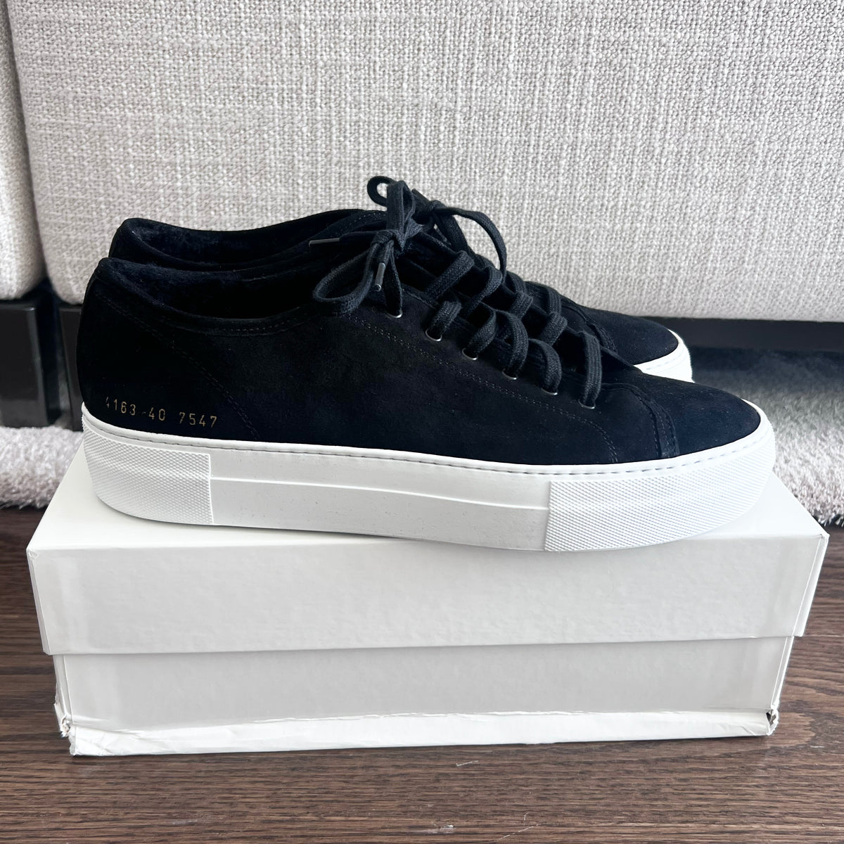 Woman by Common Projects Tournament Super Low with Shearling in Black, size 40