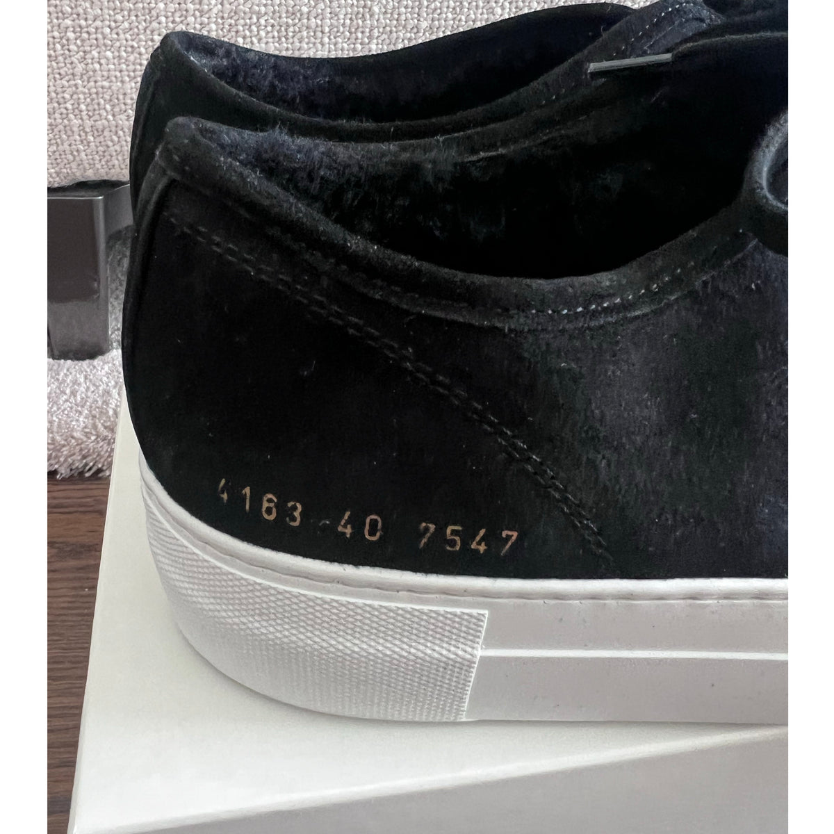 Woman by Common Projects Tournament Super Low with Shearling in Black, size 40