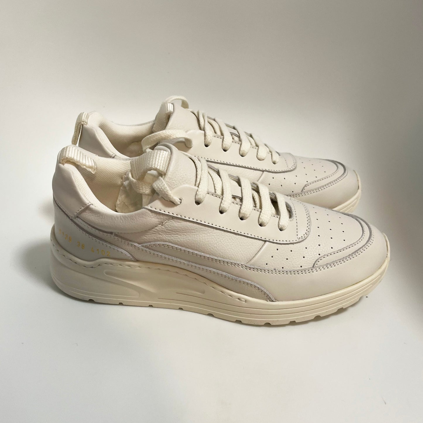 Common Projects "Track 90" Sneaker in Bone White, size 38