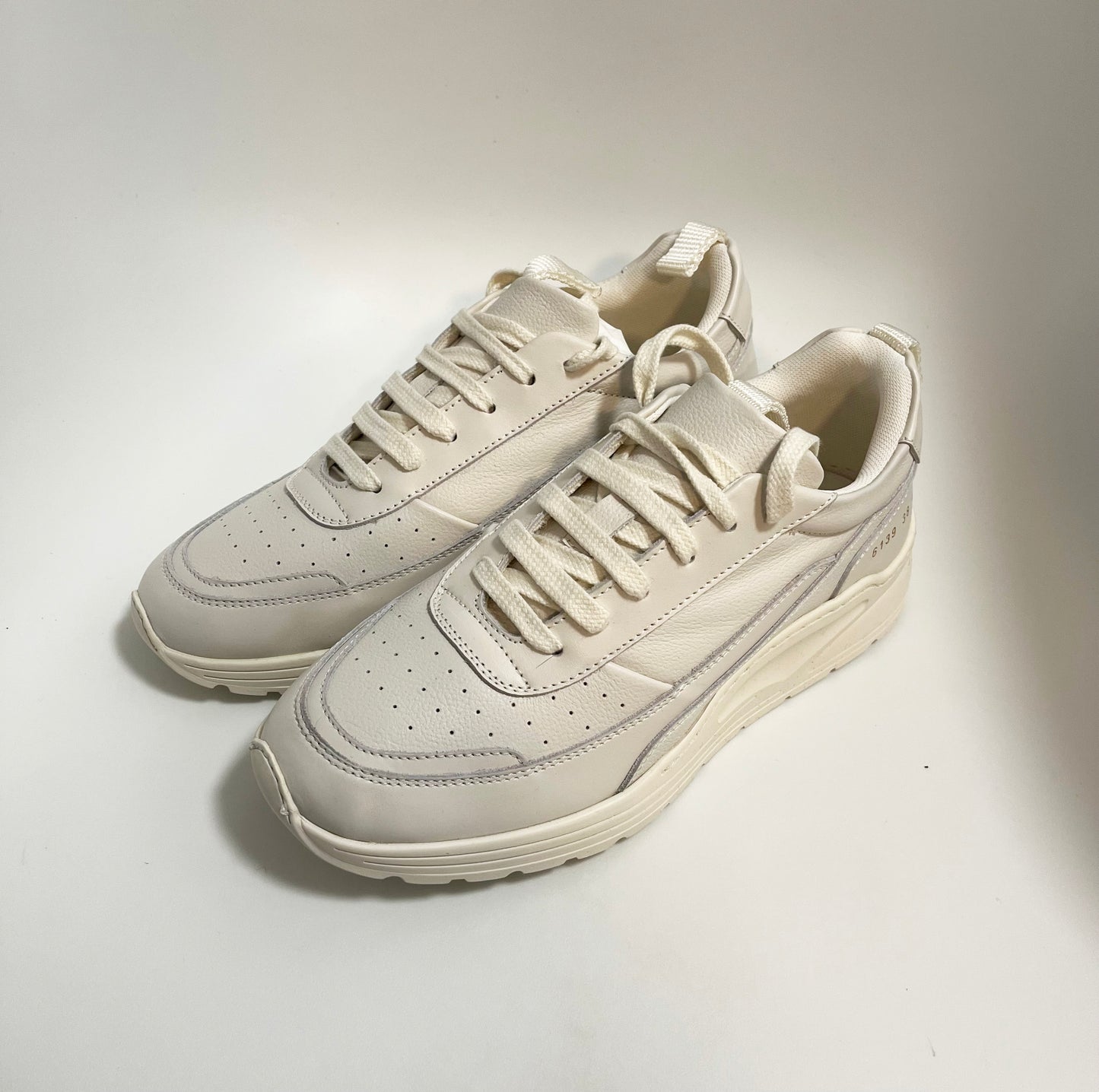 Common Projects "Track 90" Sneaker in Bone White, size 38